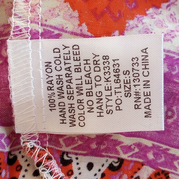 Umgee Double V  Riley Boho Blouse Size:S Color:Purple/Orange NWT - Picture 11 of 12